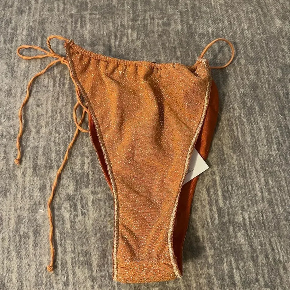 Oseree Metallic Orange Lumiere Bikini Swimsuit Bottoms Size L NWT - Picture 5 of 7